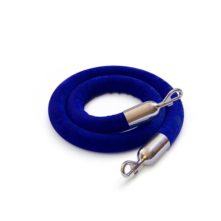 Montour Line Velvet Rope Blue With Pol. Steel Snap Ends 6ft.Cotton Core PVR150-60-BL-SE-PS